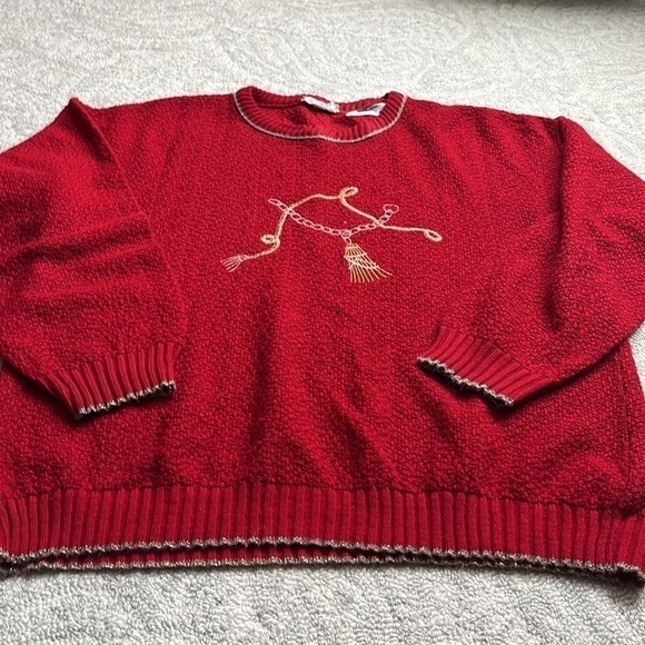 Vintage Red Knit Sweater Size Large - Picture 3 of 5